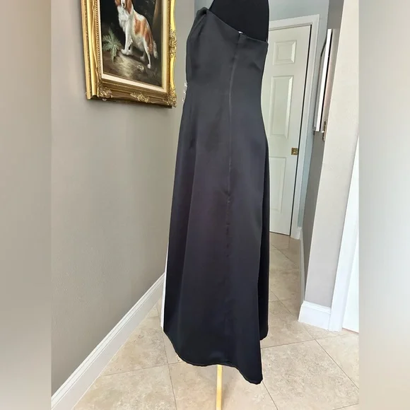 Cachet Vintage Tuxedo Contrast Princess Gown Split Front Evening Gown 16 - Picture 6 of 16